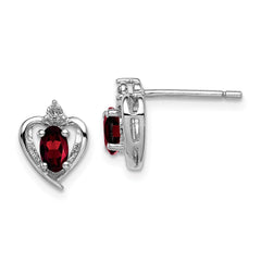 Sterling Silver Rhodium-plated Garnet & Diam. Earrings - 3