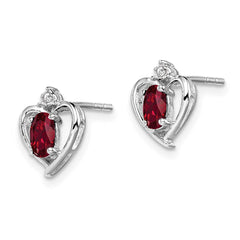 Sterling Silver Rhodium-plated Created Ruby & Diam. Earrings - 5