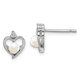 Sterling Silver Rhodium-plated FW Cultured Pearl & Diam. Earrings - 4