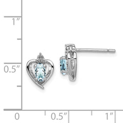 Sterling Silver Rhodium-plated Aquamarine & Diam. Earrings - 5
