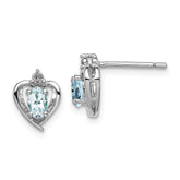 Sterling Silver Rhodium-plated Aquamarine & Diam. Earrings - 5
