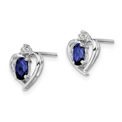 Sterling Silver Rhodium-plated Created Sapphire & Diam. Earrings - 4