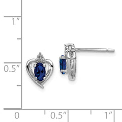 Sterling Silver Rhodium-plated Created Sapphire & Diam. Earrings - 4