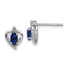 Sterling Silver Rhodium-plated Created Sapphire & Diam. Earrings - 4