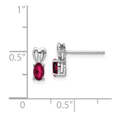 Sterling Silver Rhodium-plated Created Ruby Earrings