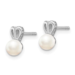 Sterling Silver Rhodium-plated FW Cultured Pearl Earrings