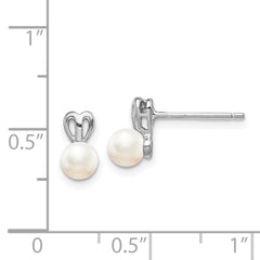 Sterling Silver Rhodium-plated FW Cultured Pearl Earrings