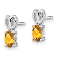Sterling Silver Rhodium-plated Citrine Earrings - 2