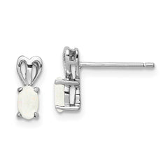 Sterling Silver Rhodium-plated Created Opal Earrings