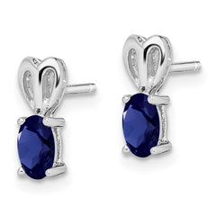 Sterling Silver Rhodium-plated Created Sapphire Earrings - 2