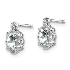Sterling Silver Rhodium-plated White Topaz & Diam. Earrings - 2