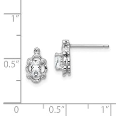 Sterling Silver Rhodium-plated White Topaz & Diam. Earrings - 2