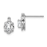 Sterling Silver Rhodium-plated White Topaz & Diam. Earrings - 2