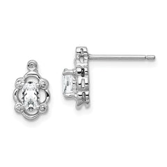 Sterling Silver Rhodium-plated White Topaz & Diam. Earrings - 2