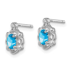 Sterling Silver Rhodium-plated Light Swiss Blue Topaz & Diam. Earrings - 5