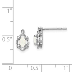 Sterling Silver Rhodium-plated Created Opal & Diam. Earrings - 3