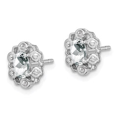 Sterling Silver Rhodium-plated White Topaz & Diam. Earrings - 3
