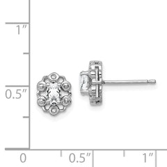 Sterling Silver Rhodium-plated White Topaz & Diam. Earrings - 3