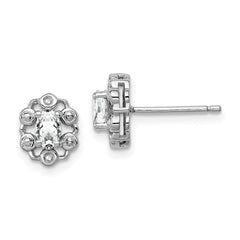 Sterling Silver Rhodium-plated White Topaz & Diam. Earrings - 3