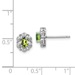 Sterling Silver Rhodium-plated Peridot & Diam. Earrings - 2