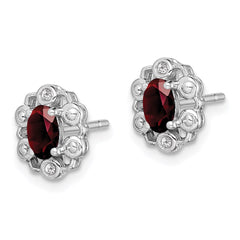 Sterling Silver Rhodium-plated Garnet & Diam. Earrings - 4