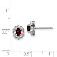 Sterling Silver Rhodium-plated Garnet & Diam. Earrings - 4