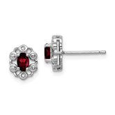 Sterling Silver Rhodium-plated Garnet & Diam. Earrings - 4