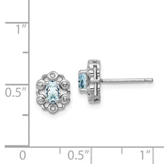 Sterling Silver Rhodium-plated Aquamarine & Diam. Earrings - 2