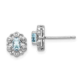 Sterling Silver Rhodium-plated Aquamarine & Diam. Earrings - 2