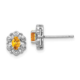 Sterling Silver Rhodium-plated Citrine & Diam. Earrings - 2