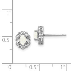 Sterling Silver Rhodium-plated Created Opal & Diam. Earrings - 4