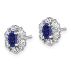 Sterling Silver Rhodium-plated Created Sapphire & Diam. Earrings - 5
