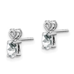 Sterling Silver Rhodium-plated White Topaz & Diam. Earrings - 4