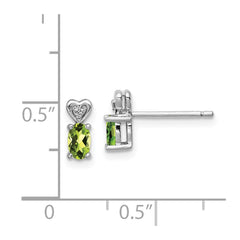 Sterling Silver Rhodium-plated Peridot & Diam. Earrings - 3