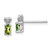 Sterling Silver Rhodium-plated Peridot & Diam. Earrings - 3