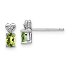 Sterling Silver Rhodium-plated Peridot & Diam. Earrings - 3