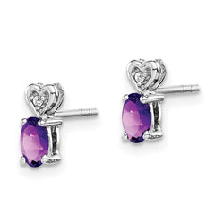 Sterling Silver Rhodium-plated Amethyst & Diam. Earrings - 5