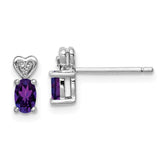 Sterling Silver Rhodium-plated Amethyst & Diam. Earrings - 5