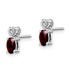 Sterling Silver Rhodium-plated Garnet & Diam. Earrings - 2