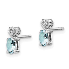 Sterling Silver Rhodium-plated Aquamarine & Diam. Earrings - 3