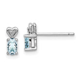 Sterling Silver Rhodium-plated Aquamarine & Diam. Earrings - 3