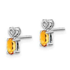 Sterling Silver Rhodium-plated Citrine & Diam. Earrings - 3