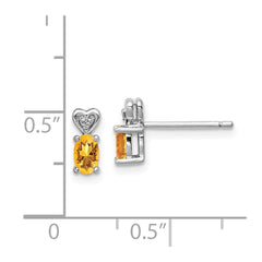 Sterling Silver Rhodium-plated Citrine & Diam. Earrings - 3