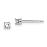 Sterling Silver Rhodium-plated 3mm Round White Topaz Post Earrings