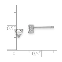 Sterling Silver Rhodium-plated 4mm Heart White Topaz Post Earrings