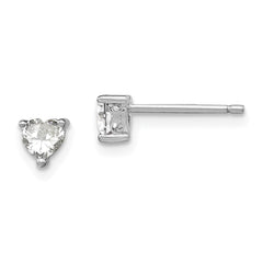 Sterling Silver Rhodium-plated 4mm Heart White Topaz Post Earrings
