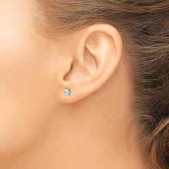 Sterling Silver Rhodium-plated 5x3mm Oval White Topaz Post Earrings