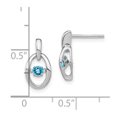 Sterling Silver Rhodium Blue Topaz Birthstone Vibrant Earrings