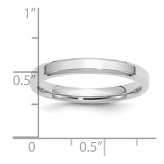 SS Rhodium-plated 3mm Bevel Edge Size 5 Band