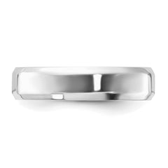 SS Rhodium-plated 5mm Bevel Edge Size 10.5 Band